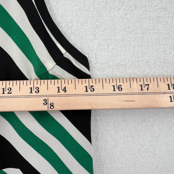 DEREK LAM 10 CROSBY Dress Womens 0 Black Green Geometric Print Silk Strappy Mini - Picture 16 of 16